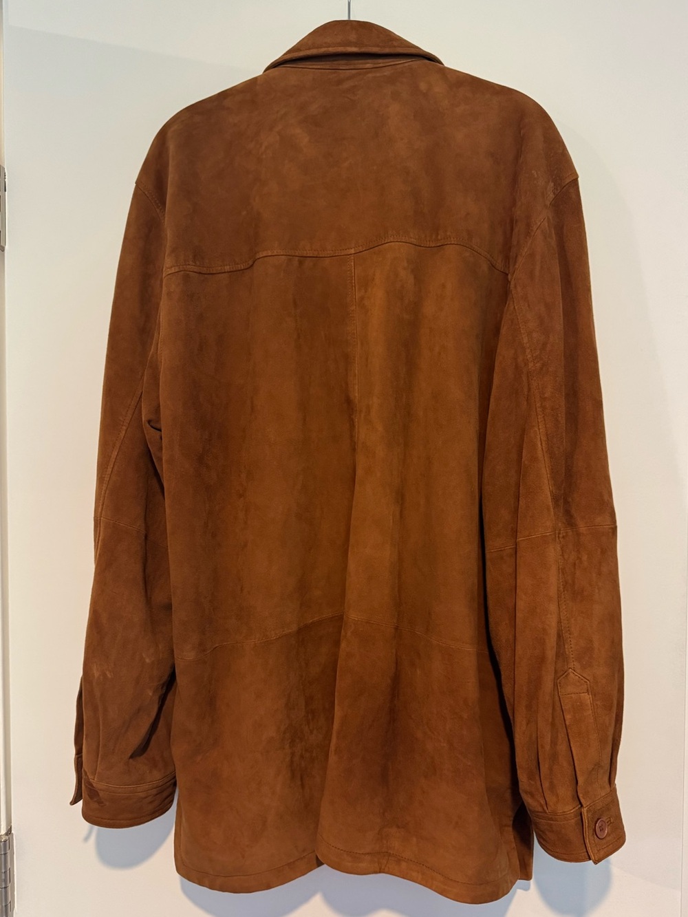 Baracuta Genuine Suede Leather Overshirt Shacket Cognac Brown - Size Large - Picture 2 of 10